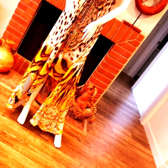LAST ONE***MANISH VAID Jsquad- Silk Leopard Hi-Lo CRY.Emb. Dress-NWT OS - Picture 8 of 8